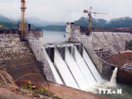 Công trình đầu mối hồ chứa nước Nước Trong (Ảnh: Nguyễn Đăng Lâm/TTXVN)
