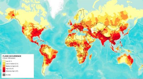 Bản đồ nguy cơ ngập lụt thế giới. (Nguồn:World Resouce Institute (WRI) năm 2012)